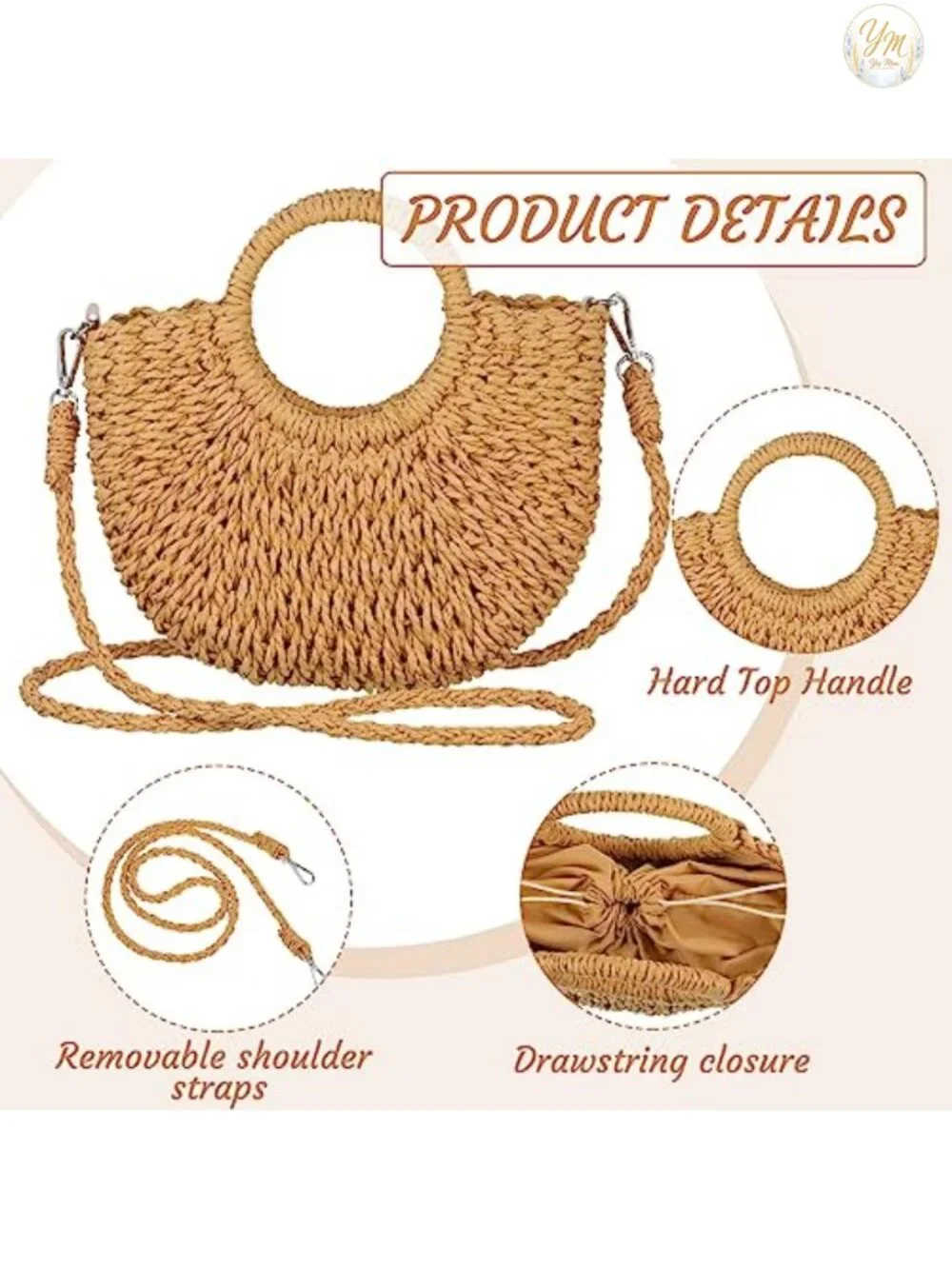 Woven Rattan Straw Clutch Purse with Earrings Set Boho Beach Vacation